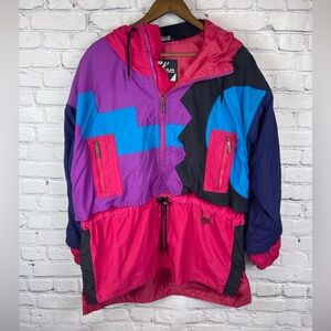 Vintage Tyrolia Colorblock Ski Anorak Jacket – Retro Pullover Snow Jacket Medium